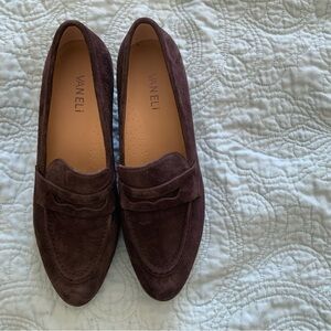 Vaneli Dark Brown Suede Wedge Loafers